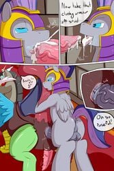 anal anal_sex animal_genitalia backsack balls bolt_striker comic cum cum_in_mouth cum_inside discord_(mlp) draconequus duo equine feral friendship_is_magic gay horsecock male mammal my_little_pony oral pegasus penetration penis saurian_(artist) sex size_difference small_dom_big_sub wings