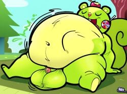 balls ballsack candy fat fat_ass fatal_vore green_fur happy_tree_friends htf male_pred male_vore mammal mondo_media nutty nutty_(htf) solo_feral squirming_gut squirrel vore vore_belly