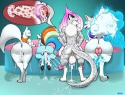 absurd_res animal_genitalia animal_penis anthro anthro_on_anthro anthro_on_feral anus arctic_fox balls big_balls blue_body blue_fur bodily_fluids canid canine clothing cum cum_drip cum_in_uterus cum_in_vagina cum_inside doggy_style dripping ejaculation excessive_cum excessive_genital_fluids felid feline feline_genitalia feline_penis female feral fire_jade_gunner_(gunfire_reborn) fox fox_spirit from_behind_position fur genital_fluids genitals glowing glowing_eyes grey_body grey_fur group gunfire_reborn hi_res internal licking licking_lips lying male male/female mammal multi_tail on_front one_piece pantherine penetration penis pink_body pink_fur sex sheath snow_leopard standing standing_doggystyle tail tongue tongue_out true_fox tuft unusualmatias uterus vaginal_fluids vaginal_penetration vulva white_body white_fur yamato_(one_piece) yoso_(zekeofgods) zeke_(zekeofgods)