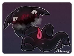 black_body black_scales black_tail blush blush_lines feral fin fish hi_res male marine marrowkopticon mewgenics monster notched_ear open_mouth quadruped scales shark shark_tail sharky_(mewgenics) solo tail