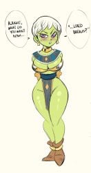 alien beerus busty cheelai dragon_ball dragon_ball_(series) dragon_ball_super dragon_ball_z funsexydragonball green_skin hourglass_figure white_hair