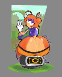 1girls antennas ass_out big_ass big_breasts breasts_peeking_out_of_shirt cleavage d-side_encore_girlfriend d-side_girlfriend fat_ass friday_night_funkin friday_night_funkin_(d-side) girlfriend huge_ass huge_breasts item_box item_box_(sonic) justelm25 large_breasts looking_at_viewer mobian mobian_(species) nipples_peek orange_hair peace_sign ring_box round_ass sitting sitting_on_box small_clothes snail snail_girl sonic_(series) sonic_the_hedgehog_(series) tail twintails whore_eyes wobbling_ass