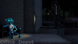 16:9 after_sex anthro anus blue_body blue_eyes breasts clothed clothed_male clothing dizzy dizzy_eyes dr._kel duo fallkener_(modeler) felid feline female flashlight genitals hi_res holding_flashlight holding_object human humanoid_genitalia humanoid_vulva kerfur_omega_(votv) looking_at_another machine male male/female mammal marine nipples office_depot_(artist) pawpads paws robot screen_face sitting sitting_on_ground standing surprised voices_of_the_void vulva widescreen