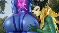 2girls 3d ass_worship black_sclera blender bodysuit commission commissioner_upload crack_pairing crack_ship crossover crossover_pairing crown darkflash23 eastern_and_western_character headgear huge_ass league_of_legends marai mermaid metroid monster_girl nami_(league_of_legends) red_eyes samus_aran samzan_(modeler) scrag_(modeler) scrag_samus yuri zero_suit zero_suit_samus