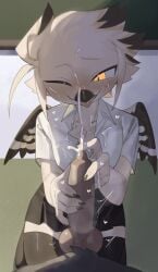 2025 5_fingers absurd_res animal_genitalia animal_penis anthro avian beak biped bird blush bottomwear breasts bucerotiform canine_genitalia canine_penis claws clothed clothed_anthro clothed_female clothing digital_media_(artwork) duo erection faceless_anthro faceless_character faceless_male female finger_claws fingers front_view fully_clothed fully_clothed_anthro fully_clothed_female genitals hair hi_res hoopoe inside kaltespur knot looking_at_viewer lorenzo_(royluna) male non-mammal_breasts nude nude_anthro nude_male one_eye_closed penis smile tongue tongue_out topwear white_body white_hair wings yellow_eyes