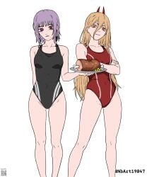 female_only female female_focus long_hair elbows collarbone shoulders fingers small_breasts breasts navel belly_button thighs knees groin slim_waist slim_female narrow_waist slender_waist slender_body lean_figure wide_hips white_background simple_background highres high_resolution standing hair_between_eyes looking_at_viewer digital digital_media digital_art digital_drawing digital_media_(artwork) digital_drawing_(artwork) 2d 2d_(artwork) 2d_artwork drawing 2girls multiple_girls multiple_females chainsaw_man power_(chainsaw_man) blonde_hair blonde blonde_female blonde-haired_female blonde_hair_female yellow_eyes yellow-eyed_female crosshair_pupils horn horns red_horn red_horns devil demon death_devil_(chainsaw_man) purple_hair purple-haired_female pink_eyes pink-eyed_female ring_eyes ringed_eyes mole mole_on_body mole_on_face mole_under_eye mole_under_each_eye mole_under_eyes mole_under_mouth mole_on_cheek earrings pierced_ear ear_piercing pierced_ears ear_piercings tilted_head head_tilt smile smiling smiley_face smiling_at_viewer closed_mouth_smile grin grinning grinning_at_viewer arms_crossed crossed_arms arms_under_breasts arm_under_breasts arms_crossed_under_breasts hand_behind_back arm_behind_back emotionless blank_eyes blank_stare blank_expression neutral_expression bored bored_expression petite petite_body petite_female petite_girl petite_breasts petite_tits small_boobs small_tits tiny_breasts swimsuit swimwear bikini one-piece_swimsuit black_swimsuit black_swimwear black_bikini black_one-piece_swimsuit red_swimsuit red_swimwear red_bikini red_one-piece_swimsuit inguinal_crease inguinal_ligament skindentation ass_visible_through_thighs curvy curvy_figure curvy_body curvy_female curvy_hips curvaceous curvaceous_figure curvaceous_body curvaceous_female curvaceous_hips tray food nbart19047 eyebrows_visible_through_hair