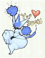bottom_heavy bottom_heavy_femboy bottom_heavy_male bulge cheerleader collar feline heart insult insulting_viewer looking_away one_leg_up ozzy_(snowbollz) pom_poms snowbollz solo solo_focus solo_male spiked_collar tagme tail thick_ass thick_thighs thighs thong thong_only whiskers