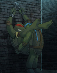 against_wall anal anal_sex anthro bound brothers closed_eyes duo gay incest leonardo male penetration penis raphael reptile scalie sibling sneefee teenage_mutant_ninja_turtles turtle