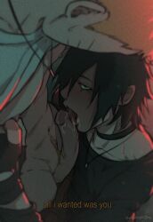 2boys absurdres black_choker black_gloves black_shirt blonde_hair blonde_pubic_hair choker clothes_lift clothes_pull commentary cum cum_on_body english_commentary erection facial fellatio fingerless_gloves gloves highres jewelry kneeling licking licking_penis looking_at_another looking_down male_focus multiple_boys naruto_(series) navel navel_hair necklace nipple_stimulation nipples oral pants pants_pull pectorals penis pubic_hair shirt shirt_lift themidnights0ng uchiha_sasuke uzumaki_naruto yaoi