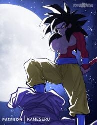 abs breasts breasts_out dragon_ball dragon_ball_gt dragon_ball_super dragon_ball_z female_goku female_only goki goku kameseru moon moonlight pants saiyan saiyan_female saiyan_tail shirtless super_saiyan_4 tits_out