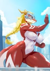 dragon_furry dragon_girl furry giantess headgear treyer ultraman_(franchise) ultrawoman