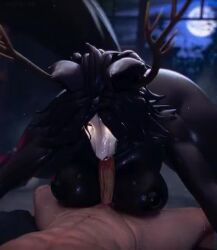 1boy 1girls 3d animated anthro anthro_on_human big_breasts blowjob cum cum_in_mouth fellatio furry hoomanex horns huge_breasts looking_at_viewer mal0 malo monster_girl nude nude_female post-orgasm post-orgasm_torture scp-1471 scp-1471-a scp_foundation skull_head sound tagme video