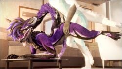 3d_(artwork) absurd_res anal anal_sex animal_genitalia animal_penis anthro anthro_on_anthro anthro_penetrated anthro_penetrating anthro_penetrating_anthro ass black_body black_border black_fur blender_(artwork) blush bodily_fluids border canid canine clock clothing cum cum_drip cum_in_ass cum_inside digital_media_(artwork) dripping duo equine_genitalia equine_penis erection fox fur furniture genital_fluids genitals hi_res lill_esp looking_at_another looking_pleasured lying lying_on_table male male/male male_penetrated male_penetrating male_penetrating_male mammal multicolored_body multicolored_fur nude on_table open_mouth paws penetration penile penis piercing purple_body purple_fur rexouium sex smile table tail tongue two_tone_body two_tone_fur watch