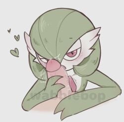 anthro_on_human bodily_fluids eyelids gardevoir green_skin handjob heart human_on_anthro looking_at_viewer pokemon pokemon_(species) precum precum_on_penis red_eyes saliva saliva_on_penis saliva_trail text throbbing throbbing_penis twitch twitching twitching_penis wabblebop white_fur white_skin