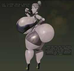 alternate_version_available bimbo_lips cringe_boi_nsfw_(artist) female female_only gassy hyper hyper_ass hyper_breasts hyper_lips implied_scat neet_boy_(cringe_boi_nsfw) neetlora smelling smelly sniffing stinky stinky_ass text toilet_paper toilet_use