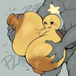 absurd_res ambiguous_penetration areola ball_with_boobs ball_with_hyper_features balls big_areola big_breasts big_nipples black_eyes blush breast_grab breasts brown_areola brown_nipples duo english_text female female_penetrated genitals grey_body hand_on_breast hi_res huge_breasts human hyper hyper_breasts male male/female male_penetrating male_penetrating_female mammal mario_(series) mario_and_luigi_(series) mario_bros nintendo nipples not_furry one_eye_closed onomatopoeia open_mouth penetration penis sex sound_effects star_sprite starlow stomach_bulge text virito yellow_body