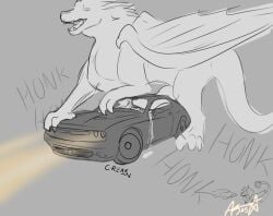 axxelroze bodily_fluids car car_alarm claws creaking cum cum_drip cum_in_car cum_inside cum_spill dragon dragons_fucking_cars dripping excessive_cum excessive_genital_fluids feral genital_fluids genitals headlight heart_symbol hi_res looking_pleasured male monochrome mythological_creature mythological_scalie mythology onomatopoeia open_mouth penis scalie signature smug_grin solo sound_effects tail teeth text vehicle wings