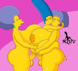 3futas balls big_breasts blowjob blue_hair breasts breasts_pressed_against_partner breasts_pressed_together erection fellatio futa_only futanari hi_res highres huge_breasts huge_cock incest intersex kissing marge_simpson mluv nude nude_futa nude_futanari oral patty_bouvier penis purple_hair sagging_balls selma_bouvier sex sisters spread_legs squatting the_simpsons thick_thighs threesome veiny_penis