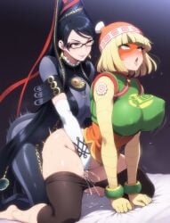 2girls @_@ ahe_gao ai ai_generated arms_(game) ass bangs bayonetta bayonetta_(character) beanie bed bed_sheet black_hair blonde_hair blue_eyes blush bodysuit breasts clothed_sex clothes_pull clothing covered_nipples crossover doggy_style domino_mask earrings elbow_gloves eyewear feet female female_ejaculation fingering futa_with_female futanari glasses gloves green_eyes hair_ribbon hat headwear jewelry large_breasts legwear lipstick long_hair male mask min_min_(arms) mole mole_under_mouth multiple_girls nakadashi nipples open_mouth pants_pull pantyhose ponytail pussy_juice ribbon rolling_eyes saliva semen sex sheet_grab short_hair smile super_smash_bros. sweat taken_from_behind tears thighhighs thighs tongue tongue_out vaginal_penetration very_long_hair yuri