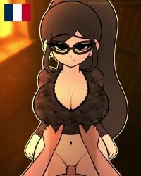 brown_hair countryhumans france_(what_if_animation) french_female french_flag glasses patreon unseen_male_face video what_if_animation(artist)