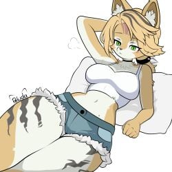 animal_ears animal_tail big_breasts big_breasts big_thighs big_titties clothing curvaceous curvaceous_female curvaceous_figure curvy curvy_figure curvy_hips feline feline_ears feline_tail female female_focus female_only fully_clothed furry furry_female furry_only green_eyes long_hair peluda pulchra_(zenless_zone_zero) pulchra_fellini yellow_fur yellow_hair zenless_zone_zero
