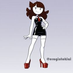 absurdres ai_generated erogintokiai jaiden_animations jaiden_dittfach jaidenanimations latex_clothing latex_dress necktie platform_heels posing standing tagme white_socks whore_heels