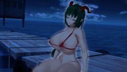 1girls closed_eyes dragon_girl dragon_horns green_hair huge_ass huge_breasts huge_thighs koikatsu kristyrex light-skinned_female mei-ling_(neobaka) micro_bikini neobaka night smile tagme virtual_youtuber vtuber