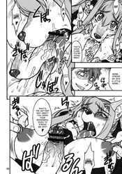 anthro big_breasts blush breasts canine canine censored clothing comic english_text fellatio female fur hair huge_breasts japanese kemono maid maid_uniform mammal mayoineko monochrome nipples open_mouth oral penis saliva sex text tongue