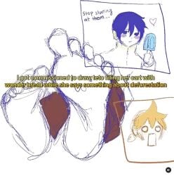 2boys concerned dont_test_my_pause_skill feet feet_up foot_fetish foot_focus gay heart i_screenshotted_ts_off_reels icl_ts_pmo_fr_fr_a_b_c_d_e kagamine_len kaito_(vocaloid) popsicle screenshot shocked sketch vocaloid xonille