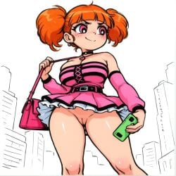 ai_generated ass big_ass big_breasts blossom_(powerpuff_girls) breasts embarrassed powerpuff_girls red_hair short_hair thick_ass thick_thighs thighhighs thighs vagina