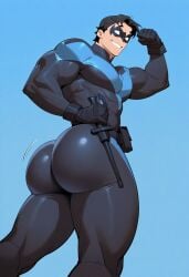1boy ai ai_generated batman:_wayne_family_adventures batman_(series) big_ass big_butt dc dc_comics dick_grayson flexing_arms gayafgramsci huge_ass huge_butt looking_at_viewer male male_only nightwing solo superhero tight_clothing