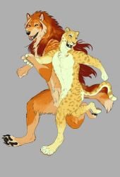 2025 abs action_pose animal_genitalia anthro balls black_nose blue_eyes canid canine canis chest_tuft claws digital_media_(artwork) digitigrade duo felid finger_claws fur genitals hair hand_holding happy hi_res jaguar long_hair male male/male mammal markings multicolored_body multicolored_fur mythological_canine mythological_creature mythology nude open_mouth open_smile pantherine pawpads paws pink_nose pointy_ears pose prick_ears running sheath simple_background skullsbesan smile spots standing tail teeth toe_claws tuft two_tone_body two_tone_fur werecanid werecanine werecreature werewolf wolf