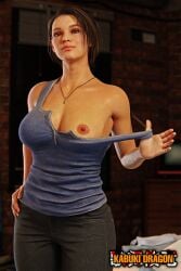 1girls 2024 3d areolae biohazard breasts clothed clothed_female female female_only flashing flashing_breasts indoors jill_valentine jill_valentine_(sasha_zotova) kabukidragon nipples one_breast_out resident_evil resident_evil_3 resident_evil_3_remake solo standing tagme