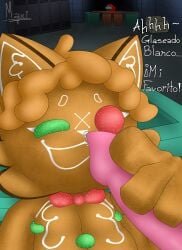 among_us among_us_red among_us_reference blowjob brown_body female furry gingerbread hazzy_(kaiju_paradise) kaiju_paradise maxirb penis roblox roblox_game self_upload spanish_text tagme text watermark
