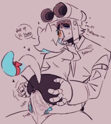 big cum cum_through_clothes dom grinding grinding_through_clothes highres karen_katphish mr._wpnz small smg4 sub sweat