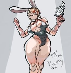 1girls 2d 2d_(artwork) 2d_artwork arms arms_up belly belly_button big_breasts blonde_female blonde_hair blonde_hair blonde_hair_female breasts breasts breasts_bigger_than_head breasts_out bunny_costume bunny_ear bunny_ears bunny_girl bunny_suit bunnygirl bunnysuit charlotte_(dead_ahead) dead_ahead digital_drawing digital_drawing_(artwork) digital_media digital_media_(artwork) female female female_focus female_only huge_breasts large_breasts larger_female legs legs_held_open legs_together looking_at_viewer looking_down milf nipples ofannoob partially_clothed playboy_bunny playboy_bunny_costume playboy_outfit seductive seductive_body seductive_look seductive_pose solo solo_female solo_focus standing thick thick_hips thick_legs thick_thighs tits_bigger_than_head tits_out weapon white_skinned_female