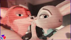 16:9 blender_(artwork) blender_cycles canid canine digital_media_(artwork) disney double fellatio female fox hi_res judy_hopps lagomorph leporid male male/female male/male mammal nick_wilde oral penile rabbit rookieanimator210 sex widescreen zootopia