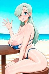1girls bikini blue_eyes elizabeth_liones female female_focus female_only looking_at_viewer nanatsu_no_taizai nipples pale-skinned_female pale_skin seven_deadly_sins silver_hair solo solo_female solo_focus yoaebi