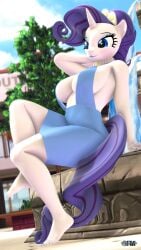3d 9:16 anthro anthroponiessfm big_breasts breasts clothing digital_media_(artwork) dress equid equine female friendship_is_magic hasbro hi_res horn mammal my_little_pony mythological_creature mythological_equine mythology outside rarity_(mlp) solo source_filmmaker unicorn