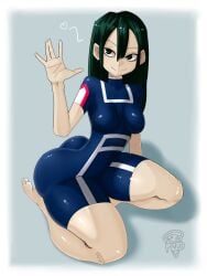 big_ass big_breasts big_breasts big_butt big_thighs big_titties curvaceous curvaceous_female curvaceous_figure curvy curvy_figure curvy_hips female female_focus female_only green_hair long_hair my_hero_academia srpizzooo tsuyu_asui