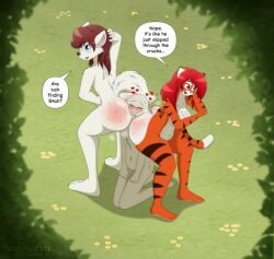 1girls 2boys 2d aaron_(aarondrawsart) aarondrawsarts anthro anthro_only ass ass between_ass big_ass big_booty big_butt blush blush booty breasts breasts brown_hair canine catgirl completely_naked completely_naked_female completely_naked_male completely_nude completely_nude_female completely_nude_male feline female femboy fur furry furry_only gray_fur heart heart_symbol male milf naked naked_female naked_male nude nude_female nude_male odile_nightingale orange_fur outdoor_nudity outdoors red_hair smelly_ass steamy steamy_ass sweat sweatdrop sweating sweaty sweaty_ass text the-stooge tiger white_fur wolf wolf_boy