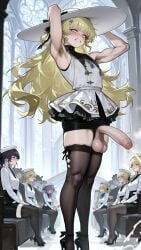 1femboy ai_generated blonde_hair commentary croptop erection from_above futanari hair_ornament heart highres holding_penis long_hair looking_at_viewer muscular pencil_skirt penis pheobe_(wuthering_waves) small_breasts tight_pencil_skirt uncensored veiny_penis wuthering_waves yuuki_snow