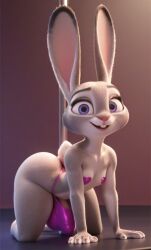 3d ai_generated anthro big_ass big_penis bulge bunny bunny_ears bunny_girl bunny_tail disney furry furry_female futanari huge_ass huge_cock judy_hopps knees large_ass on_hands_and p0rtal_w0mbat pasties purple_eyes rabbit rabbit_ears rabbit_girl rabbit_tail round_ass round_butt stripper stripper_pole thong zootopia