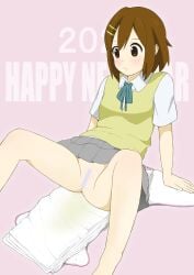 1girls censor_bar censored cloth_diaper diaper diaper_fetish k-on! momoshiro pussy solo urine used_diaper yui_hirasawa_(k-on!)