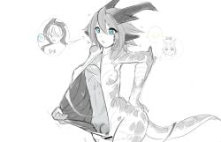 14:9 2018 animate_inanimate anthro blue_eyes breasts censor_bar censored chinese_description dripping_pussy duo evil_grin fully_inside futanari genitals hair hand_on_butt hand_on_own_butt herm hi_res horn human human_to_anthro humanoid_genitalia humanoid_penis ineffective_censorship interrobang intersex living_clothing mammal monochrome motion_lines mxl nude penis pictographics pussy scalie shaded simple_background smile species_transformation spot_color spreading standing tail three-quarter_view transformation white_background