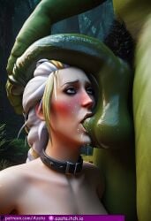 1boy 1girls absurdly_large_cock ai_generated azataai balls cock_worship day female flaccid flaccid_penis forest horde_(warcraft) human human_(warcraft) human_female in_love_with_cock interspecies jaina_proudmoore light-skinned_female light_skin looking_up male male/female mature_female milf open_mouth orc orc_(warcraft) orc_male outdoors penis precum_drip sucking_balls tongue_out world_of_warcraft