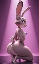 3d ai_generated anthro big_ass bunny bunny_ears bunny_girl bunny_tail disney female furry furry_female huge_ass judy_hopps large_ass on_knees p0rtal_w0mbat pasties purple_eyes rabbit rabbit_ears rabbit_girl rabbit_tail round_ass round_butt stripper stripper_pole thong zootopia
