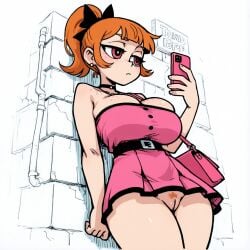 ai_generated ass big_ass big_breasts blossom_(powerpuff_girls) breasts cartoon_network embarrassed female female_only orange_hair powerpuff_girls short_hair solo solo_female thick_ass thick_thighs thighhighs thighs vagina