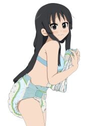 1girls blush bra cakies22 diaper diaper_fetish embarrassed female k-on! mio_akiyama_(k-on!) solo