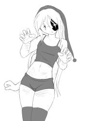 1boy astro_(dandy's_world) cute dandy's_world dandys_world femboy feminine_male long_hair male male_only posing_for_picture scars scars_all_over self_harm_scars stockings tagme thighhighs thighs white_background